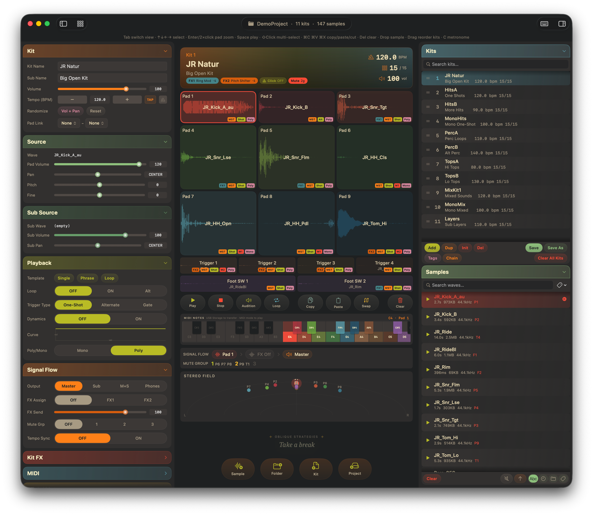 SPD-SX Editor — kit overview