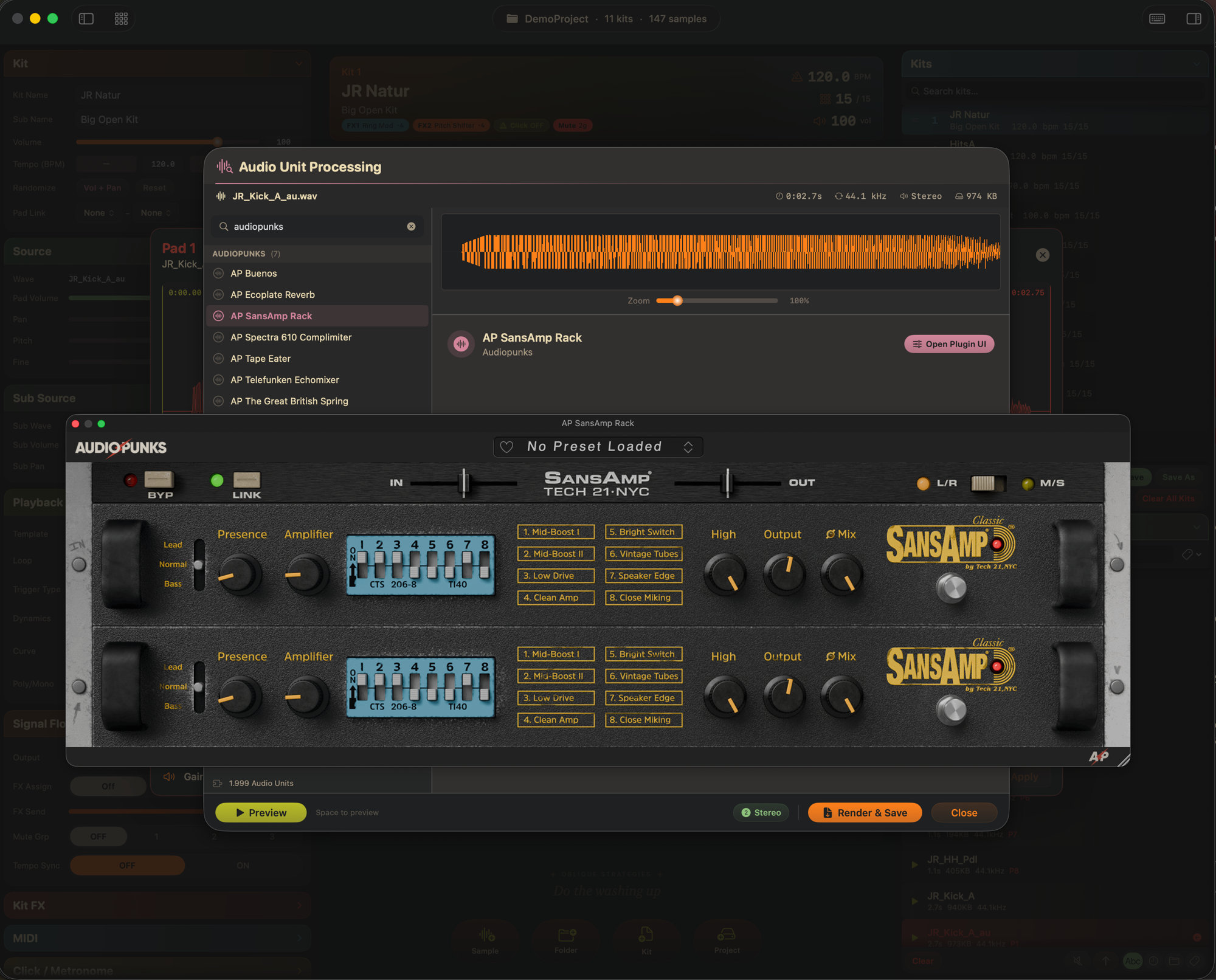 SPD-SX Editor — Audio Unit Processing